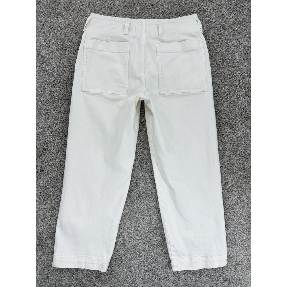 Everlane Straight Crop Utility Pant Womens 6 Bone White High Rise Organic Cotton - Picture 2 of 10